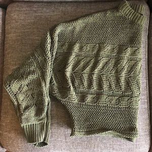 Green Cropped Chenille Sweater